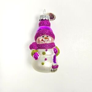 NICE Radko‎ Celebrations Snowman Glitter Sparkle Miniature Mini Ornament 2013 S6